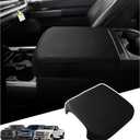 Center Console Armrest Cover Compatible with 2023, 2024-2025 Ford F250 F350 F450 F550 Interior Accessories, PU Leather Armrest Cover Protector with Bucket Seat Only (Black Line)