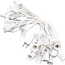 Christmas Light Stringer, C7 / E12 (Candelabra Base) Light Strand 12 Spacing, 25 Sockets 25ft SPT-1 18AWG White Wire, Fits C7 Incandescent or LED Bulbs