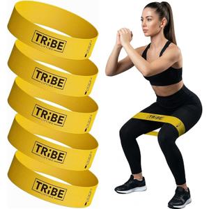 Tribe Lifting Fabric Resistance Bands for Working Out - 5 Exercise Bands Set for Legs and Glutes - Booty Bands for Women and Men - Thick Cloth Workout Bands for Physical Therapy, Hip Training X-Light 10LBS