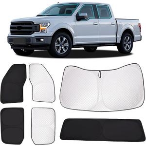 ZATOTOO Car Window Shades for 2021-2024 Ford F-150 Sun Shade for Side Window Front and Rear Windshield, Full Privacy Protection UV Ray Sun Blocker Heat Insulation for Camping Napping Long Time Parking