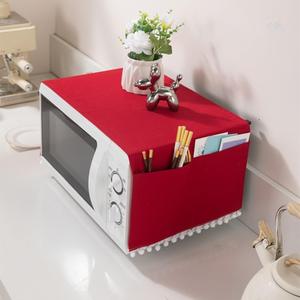 Christmas Microwave Dust Cover, Dust Cover Microwave Oven Cover Microwave Machine Protector Decorative Kitchen Appliance Cover for Christmas Decoration(Deep Red)