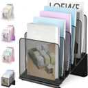 LEKETREE File Organizer for Desk, File Folder Organizer with 5-Section Vertical Rack, Suitable for Home Office Document Organization and Storage(Black)