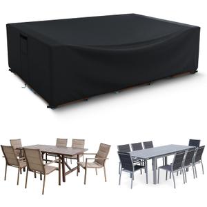 Patio Furniture Covers Waterproof, Heavy Duty 600D Outdoor Furniture Covers for Outdoor Dining Table and Chair,Tear Resistance and Anti-UV,Black,74"L x 47"W x 28"H