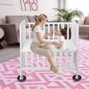 Fursafe&Q Rubber Caster Cups, Non Slip Furniture Pads Hardwood Floors -Furniture Coasters Cups with Anti Sliding Floor Grip, Bed Stoppers to Prevent Sliding, Non Slip Couch Feet Pads 3" 8 Pack Round