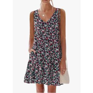nclook Womens 2025 Summer Casual Dress Sweet Cute V Neck Sleeveless Mini Dresses with Pockets XL