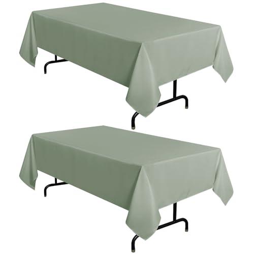 Sancua 2 Pack Sage Green Tablecloth 60 x 102 Inch, Rectangle Table Cloth for 6 Feet Tables - Stain and Wrinkle Resistant Washable Polyester Table Cover for Dining Tables, Buffet Parties and Camping