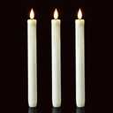 Homemory 3 Pack Flameless Taper Candles, No Remote, Realistic Flickering Battery Operated Candlesticks, White LED Plastic Candle Safe for Weddings, Table Decor, Christmas, and Halloween