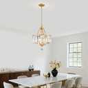 Avzkcy Modern Gold Chandelier, Crystal Pendant Lighting Fixtures, 15.7 Inches Height Adjustable Metal Shade Ceiling Light Suitable for Living Room Kitchen Island Dining Room Bedroom
