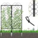 Zhongma 2 Pack Metal Garden Trellises for Climbing Plants, 53.5 Inch Tall Metal Fence Plant Support Trellis for Flower and Vagetable