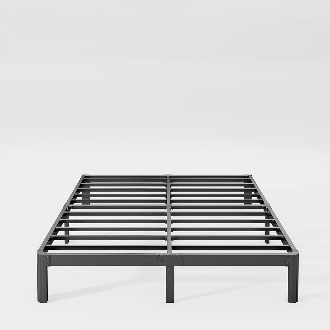 10in High Queen Bed Frame No Box Spring Needed, Heavy Duty Metal Platform Bed Frame Queen Size with Round Corners, Easy Assembly, Noise Free, Black