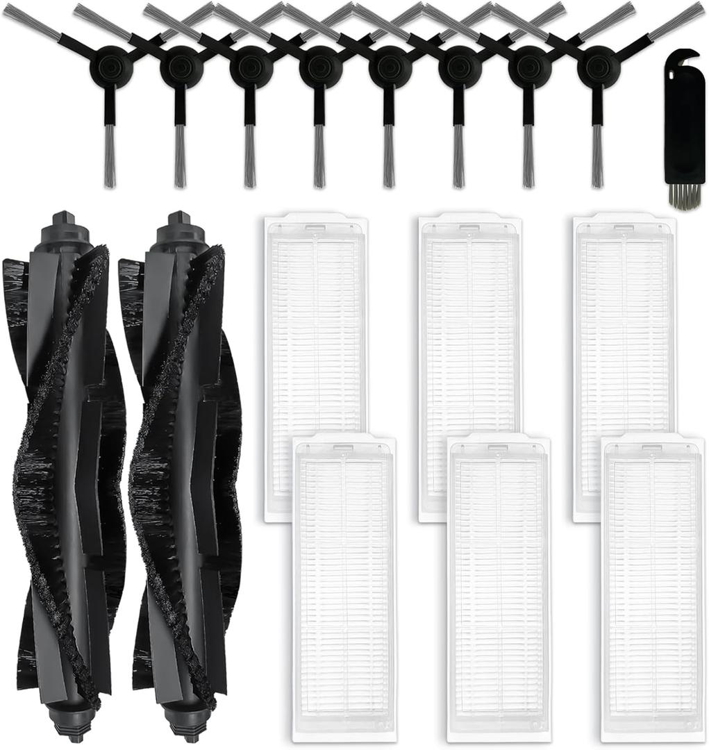 Replacement Parts Compatible with WYZE Robot Vacuum Cleaner WVCR200S Accessories, 2 Main Brushes, 6 Hepa Filters, 8 Side Brushes Attachment Spare Pack