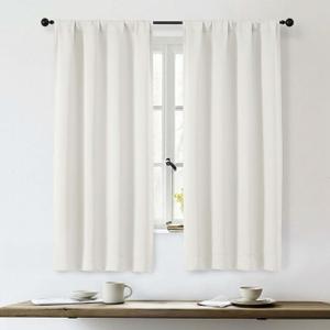 OWENIE Sally Blackout Curtains for Bedroom 63 Inch Length 2 Panels Set, Solid Thermal Insulated Room Darkening Rod Pocket Privacy Window Treatment Curtains Blackout Drapes, W40 x L63 Inch, Ivory