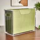 Acrylic File Holder - Clear Hanging File Organizer Box, Modern Acrylic File Folder Organizer, Lucite Hanging File Crate Bin with handles, Transparent Desktop File Folder Box for Letter Size