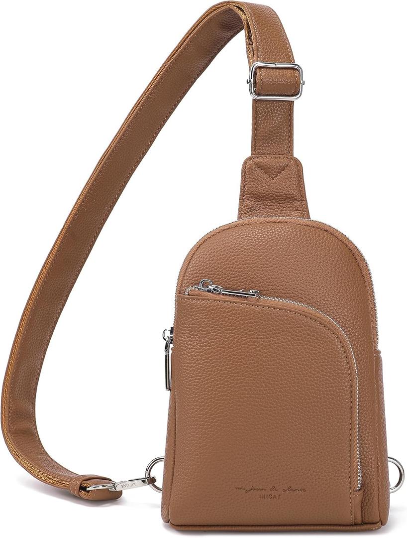 INICAT RFID Blocking Sling Bag, Anti Theft Crossbody Bag for Women, Travel Fanny Pack Style Purse, Vegan Leather