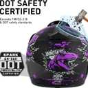 SPARK DOT Kids Youth Dirt Bike ATV Motocross Helmet with Dinosaur for Girls, Dino Purple, X-Small