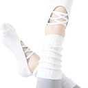 20LY Women's Long Grip Socks for Yoga Pilates Barre Workout Non Slip Cross Back Strap Ankle Support, One Size
