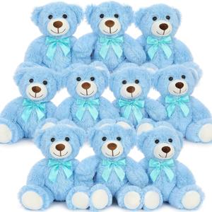 MaoGoLan Bulk Teddy Bear Baby Shower, 10 Packs Small Light Blue Teddy Bear Stuffed Animals in Bulk,13.5" Small Stuffed Bears Plush for Wedding,Birthday,Christmas, Party Decorations