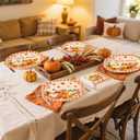 2 x 100 Pcs ThanksGiving Oval Paper Plates and Napkins Set, 10" x 12" Large Disposable Pumpkin Plates for ThanksGiving Party Supplies