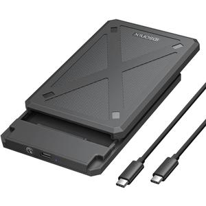iDsonix 2.5 inch Hard Drive Enclosure, 6Gbps USB C 3.1 to SATA III Tool-Free External Hard Drive Enclosure for 7mm/9.5mm 2.5" SSD HDD with UASP Compatible with Toshiba Samsung WD Black(PW25-1C3)