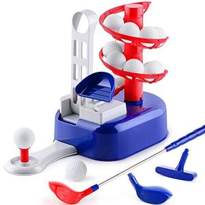 iPlay, iLearn Kids Blue Golf Toy Set W/Left & Right Club Head, Boy Outdoor Sport Toy Age 3-5, Toddler Indoor Golf Ball Game, Child Active Exercise Yard Play, Birthday Gifts for 4 6 7 8 Year Olds Girl