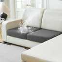 NAISI Waterproof Couch Cushion Covers Thick Velvet Fabric Washable Sofa Slipcovers 2 Pieces Individual Sectional Couch Covers with Elastic Bottom(2 Pcs for 2-Seat or Backrest,Grey)
