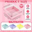 Vesici 100 Pcs 5 Inch Small Charcuterie Boxes with Clear Lids Cake Slice Containers Paper Bakery Boxes Disposable Food Containers for Dessert Cookie Sandwich Mini Cake Strawberry