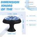 Cabinet Knobs Crystal,White Tiles Adorned with Blue Floral Swirls Mushroom Drawer Hardware Cabinet Pulls for Home Decor,Dressers,Kitchens Bathroom with Screw 4 Pack