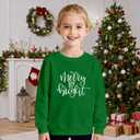 Christmas Sweatshirts Kids Boys Girls 2-7 Years Merry And Bright Sweatshirts Toddler Xmas Long Sleeve Shirt (Green)