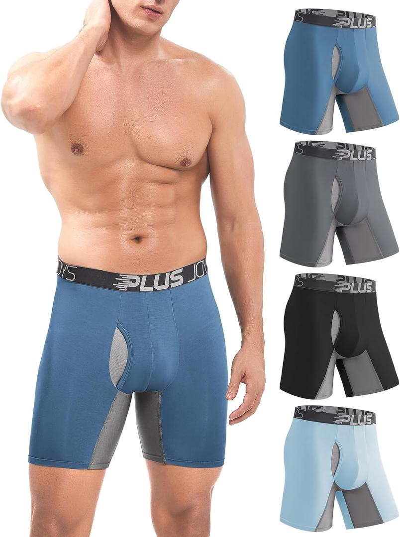 Boxer Briefs for Men Pack Breathable Mesh, Men's Underwear Moisture Wicking, Boxers for Men Pack 4 with 3D Pouch,S