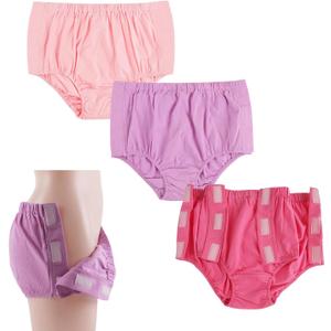 3 Pack Cotton Post Surgery Underwear for Women, Disabled Adaptive, Tear Away Briefs, Reusable Incontinence Underpants (Large, Color#1)