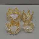 Jetec 4 Pcs Mini Crown Cake Topper Flower Bouquets Accessories, Metal Rhinestone Princess Tiara, Royal Decor for Baby Shower, Wedding, Birthday & Pets(Gold,Classic Style)