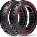 10x2.5 Scooter Tires 2-Pack Tubeless - 60/70-6.5 Airless Off-Road Replacement for Segway Ninebot Max G30/G2, Gotrax G6/G5/G MAX/ECLIPSE (Red)