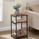 VASAGLE Barnet Collection - Side Table, Small End Table for Living Room, Modern Tall Nightstand, Bedroom, Office, Bathroom, Steel Frame, Rustic Brown and Ink Black ULET273B01
