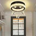 Butterfly Chandelier Black 12in Modern Crystal Raindrop Chandelier Lighting Flush Mount Ceiling Chandeliers for Living Room 3XGU10, 12 inches x 12 inches x 13 inches