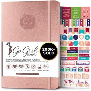 GoGirl Planner and Organizer for Women – A5 Size Weekly Planner, Goals Journal & Agenda to Improve Time Management, Productivity & Live Happier. Undated – Start Anytime, Lasts 1 Year – Rose Gold