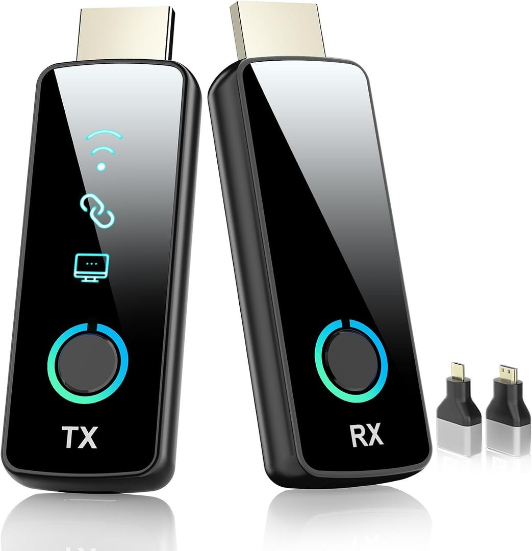 2026 Upgraded Wireless HDMI Transmitter and Receiver， 164FT/50M, LED Display, 4K Decode 1080P@60Hz Ultra HD Video Output, Plug&Play 5G+2.4G for Video and Audio to Monitor from PC/Projector/TV Box