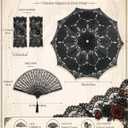 Paterr 3 Pcs White Lace Parasol Set Wedding Umbrella with Fan & Gloves