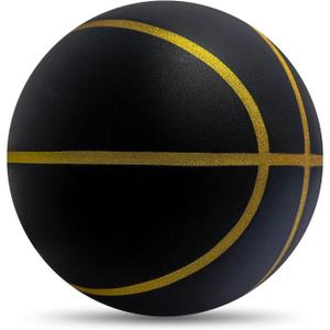 WAYNHUI Official Silent Basketball Size 7 (29.5") New Grooved Airless Foam Soundless Basketball for Quiet Dribbling and Indoor Training NOT Compressed Gift for Youth (Black Upgraded)