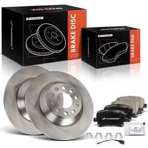 A-Premium 11.87 inch (301.7mm) Rear Solid Disc Brake Rotors + Ceramic Pads Kit Compatible with Select Audi Models - A6 2006-2011, A6 Quattro 2005-2010, 6-PC Set