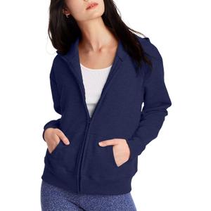 Hanes Women's EcoSmart Full-Zip Hoodie Sweatshirt (Medium, Navy)