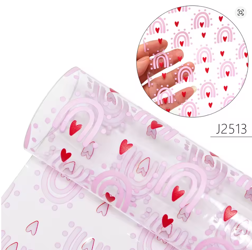 Cartoon Flower Butterfly Jelly Faux Leather Transparent PVC Sheets Vinyl For Diy Bow Craft Cover (J2513,3 PACK)