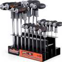 HORUSDY 18-Piece T-Handle allen wrench set, Inch/Metric Long Arm Ball End Hex Key Wrench Set, MM(1.5mm-10mm) SAE(1/16"-3/8")
