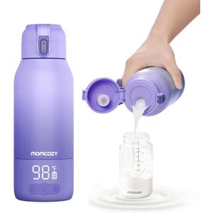 Momcozy Portable Milk Warmer for Travel  Dual Heating Modes for Breast Milk & Water, Portable Bottle Warmer with Fast Heating & Long Battery Life, 17 Ounces Large Capacity, Purple
