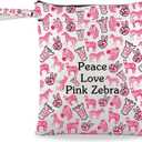 JXGZSO Cute Pink Zebra Makeup Bag Zebra Items For Zebra Lovers Peace Love Pink Zebra Print Cosmetic Bag Animal Lover Gift