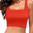 Women Sports Bra Swimsuit Top - Crop Bikini Top Only Modest Bathing Suit 2025 Square Neck Swimwear (L)