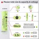 AA 1.2V Ni-MH Rechargeable Battery, Double A 900mAh 1.2V Rechargeable Battery Pre-Charged, High Capacity for Garden Landscaping Outdoor Solar Light, String Light, Pathway Lights (12pack)