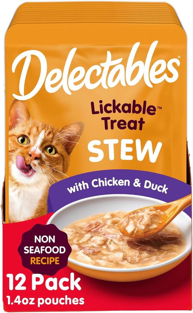 Hartz Delectables Non-Seafood Stew Lickable Wet Cat Treats, Chicken & Duck, 1.4 Ounce (Pack of 12), BB Date 05/21/2027