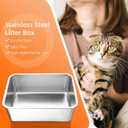 5 x Stainless Steel Litter Box, Metal Cat Litter Box with High Sided for Medium and Small Cats, Kitty Litter Boxes, Non-Stick, Easy to Clean, Sturdy and Durable Cat Toilet (17.52" L x 13.6" W x 6" H)