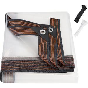 8x10ft Clear Waterproof Tarps Heavy Duty Transparent Tarpaulins Clear Vinyl Tarps with Grommet, Outdoor Transparent Cover for Greenhouse,Patio,Porches,Tent,Chicken Coop