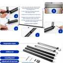 Hanging Closet Rod Clothes 48'' Black Closet Extender Hanging Rod Stepless Height Adjustment Heavy Duty